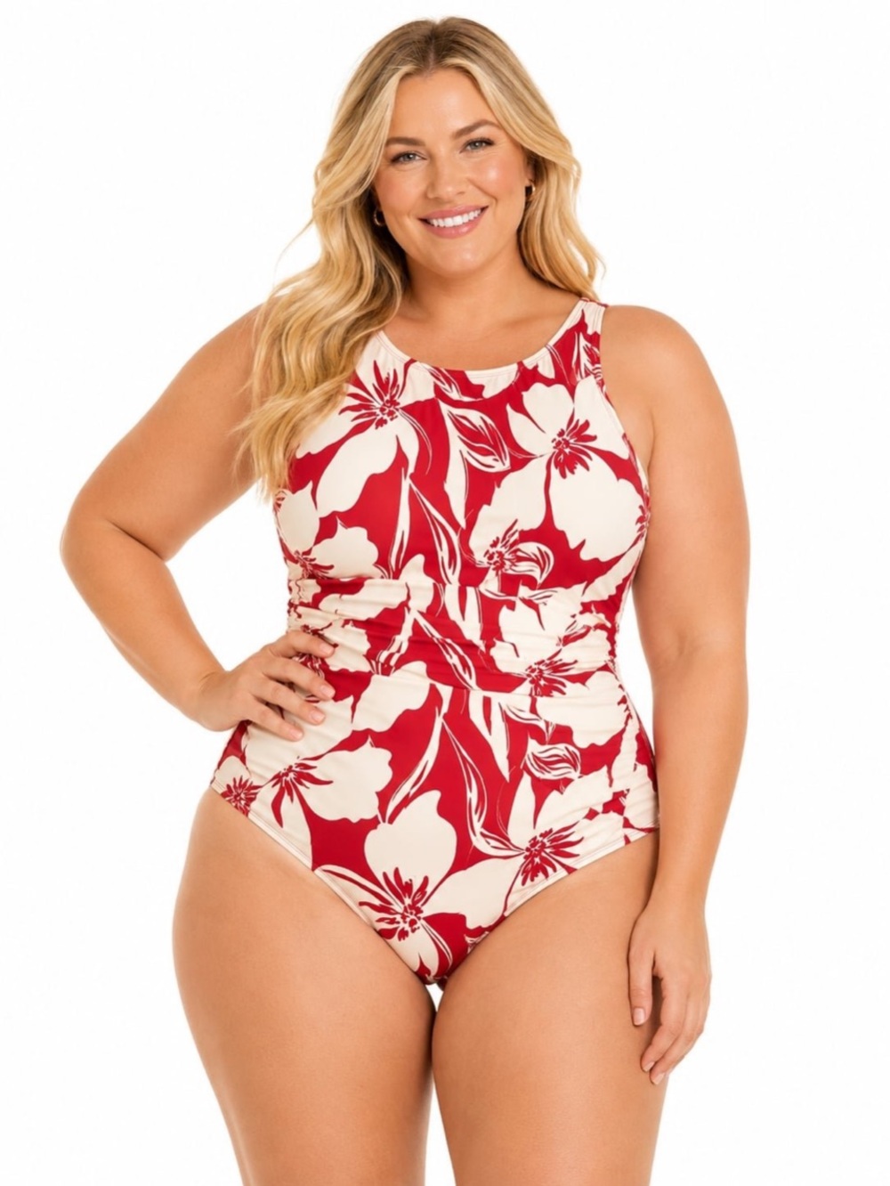 Shade & Shore Tropical Floral Criss Cross One Piece Swimsuit NWT size 16